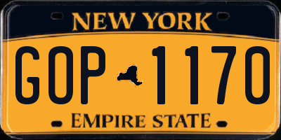 NY license plate GOP1170