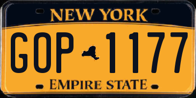 NY license plate GOP1177