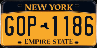 NY license plate GOP1186