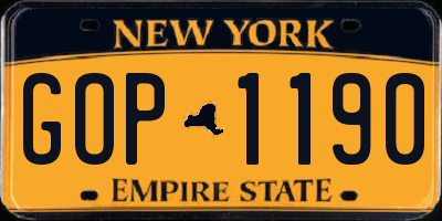 NY license plate GOP1190
