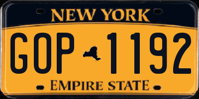 NY license plate GOP1192