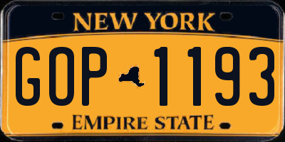 NY license plate GOP1193