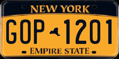 NY license plate GOP1201