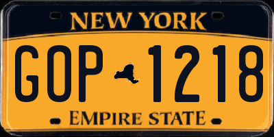 NY license plate GOP1218