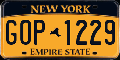 NY license plate GOP1229
