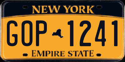 NY license plate GOP1241