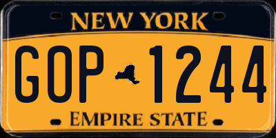 NY license plate GOP1244