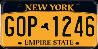 NY license plate GOP1246