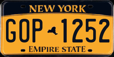 NY license plate GOP1252