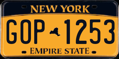 NY license plate GOP1253