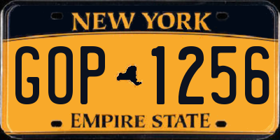 NY license plate GOP1256