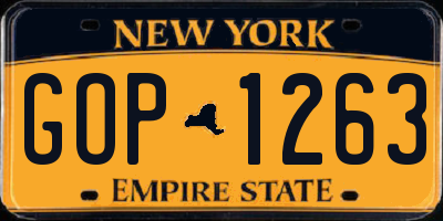 NY license plate GOP1263