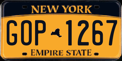 NY license plate GOP1267