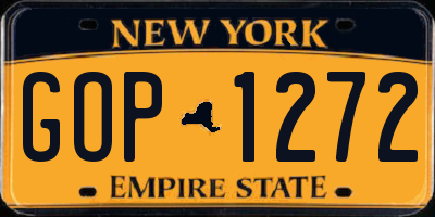 NY license plate GOP1272
