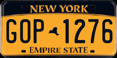 NY license plate GOP1276