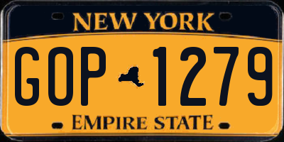 NY license plate GOP1279