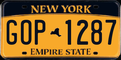 NY license plate GOP1287