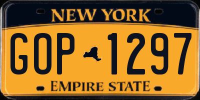 NY license plate GOP1297