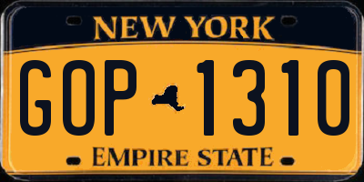 NY license plate GOP1310