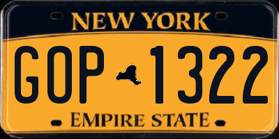 NY license plate GOP1322