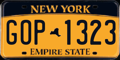 NY license plate GOP1323