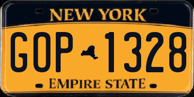 NY license plate GOP1328