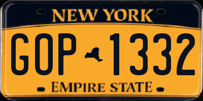 NY license plate GOP1332