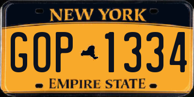 NY license plate GOP1334