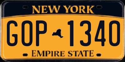 NY license plate GOP1340