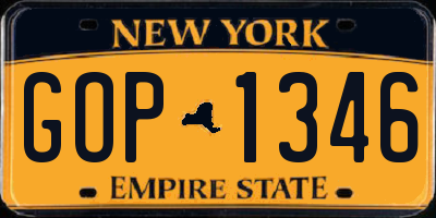 NY license plate GOP1346