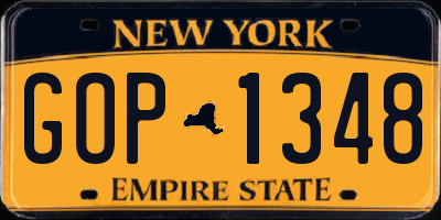 NY license plate GOP1348