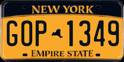 NY license plate GOP1349