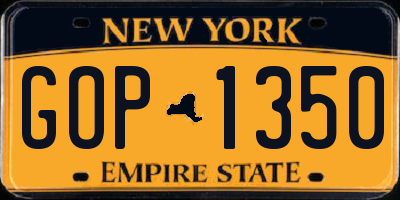 NY license plate GOP1350