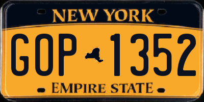 NY license plate GOP1352