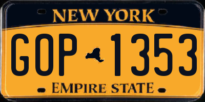 NY license plate GOP1353