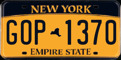 NY license plate GOP1370
