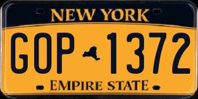 NY license plate GOP1372