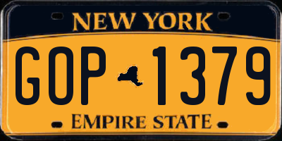 NY license plate GOP1379