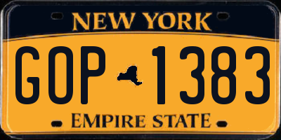 NY license plate GOP1383