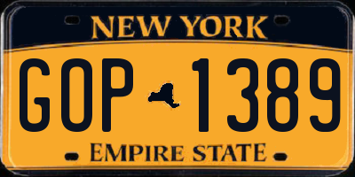 NY license plate GOP1389