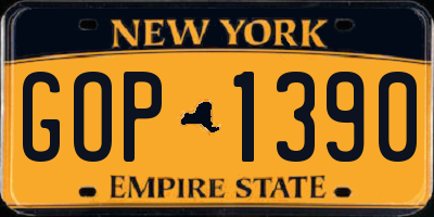 NY license plate GOP1390