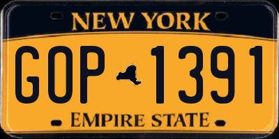 NY license plate GOP1391