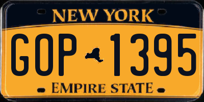 NY license plate GOP1395