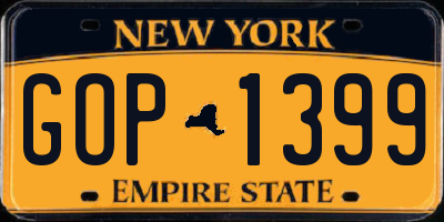 NY license plate GOP1399