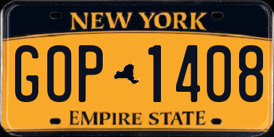 NY license plate GOP1408