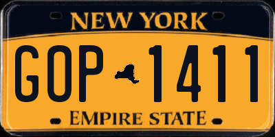 NY license plate GOP1411