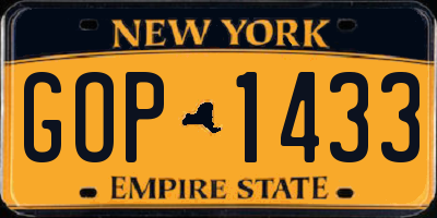 NY license plate GOP1433