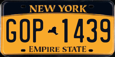 NY license plate GOP1439
