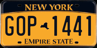 NY license plate GOP1441