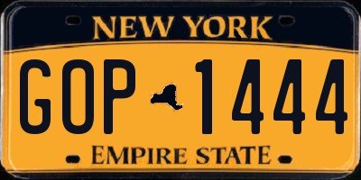 NY license plate GOP1444